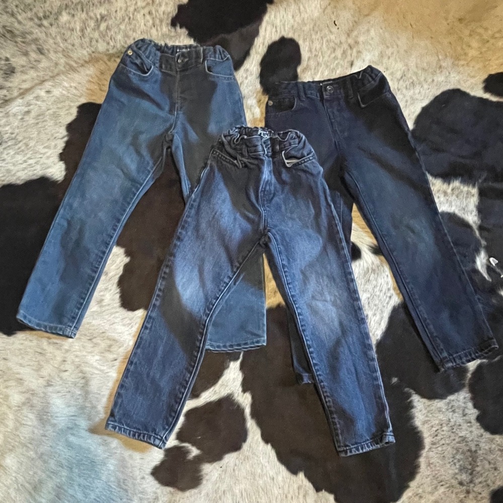 The Childrens Place Kids Skinny Jeans Bundle 3 Pairs Blue Black Sz 5T Adjustable